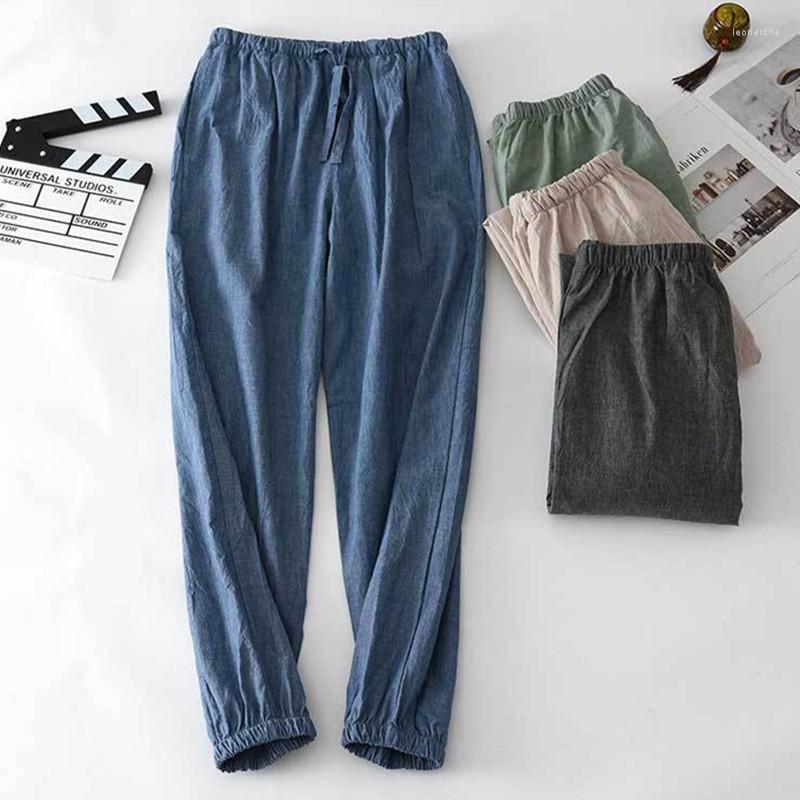 

Men's Sleepwear Spring Pajama Linen Casual Pijama Autumn Loose Man For 2023 Men Pants Trousers Cotton Hombre Fdfklak Pant, Blue
