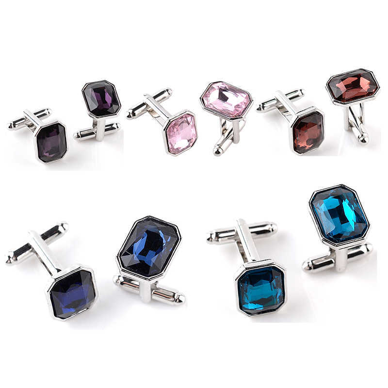 

Cuff Links 5 Color Luxury Blue Purple Men's High Quality Zircon Inlaid Shirt Commercial Cufflinks Jewelry G220525