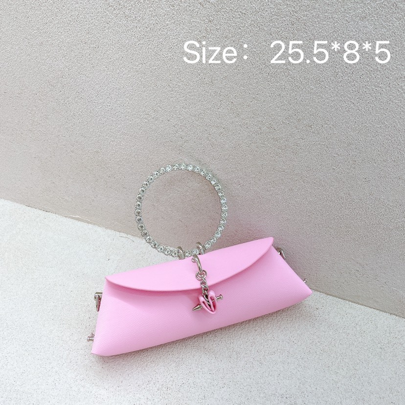 

Fashion Rhinester Ring Chain Hand Bill of Lading Shoulder Crossbody Bag, Black