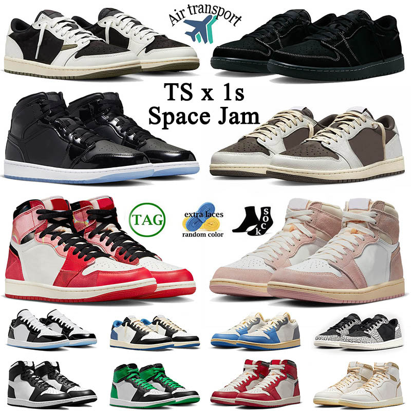 

Top Jumpman 1s Low Ts x Basketball Shoes OG 1 Next Chapter Reverse Mocha Washed Pink Mid Space Jam Black White 85 High Bred Men Women Trainers Sneakers Size 13, 35