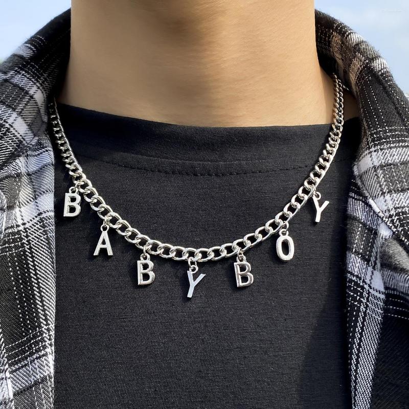 

Pendant Necklaces Hip Hop Letter BABY BOY 2023 Silver Color Single Chain For Men Rock Collares Women's Neck Jewelry