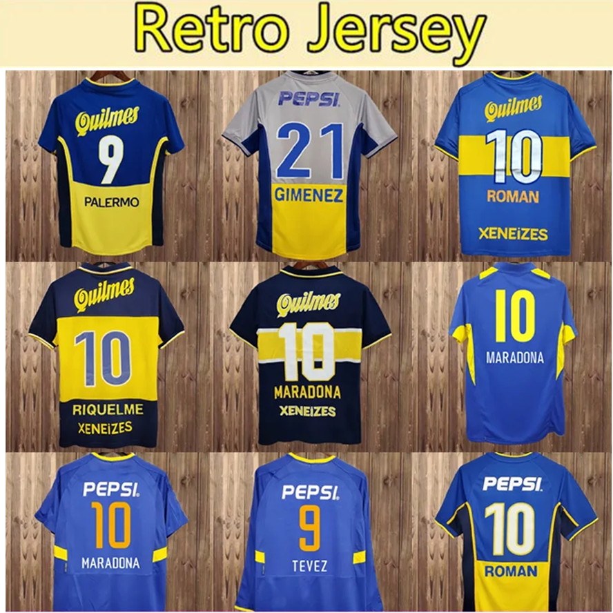 

1999 Boca Juniors Retro MARADONA CANIGGIA Soccer Jerseys Long sleeved 1996 1998 2001 2003 2009 2010 ROMAN GIMENEZ RIQUELME PALERMO TEVEZ Home Away Football Shirt top, 2010 2011 home