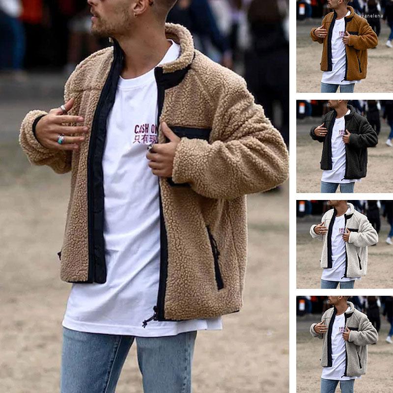 

Men's Jackets Spring Polar Fleece Thick Warm Jacket Premium Loose Fashion Street Style Cardigan Clothing, Ivory