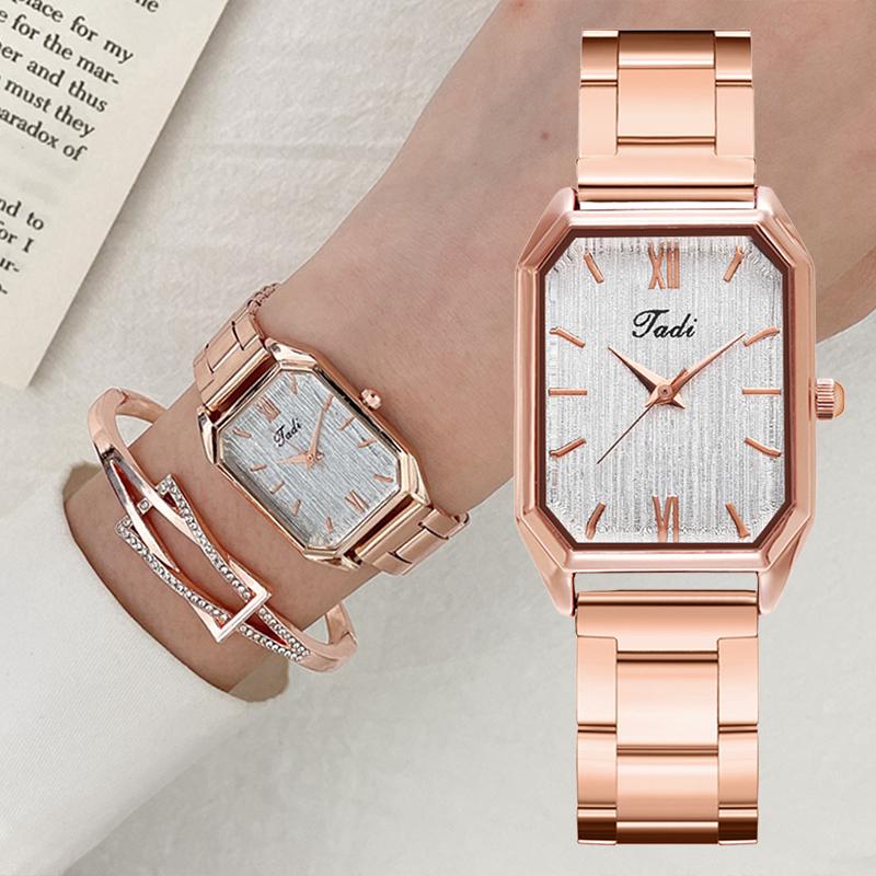 

Wristwatches Luxury Watch For Women Diamond Bracelet Ladies Quartz Wrist Set Roman Numeral Dial Clock Relogio Feminino, 1pc watch black