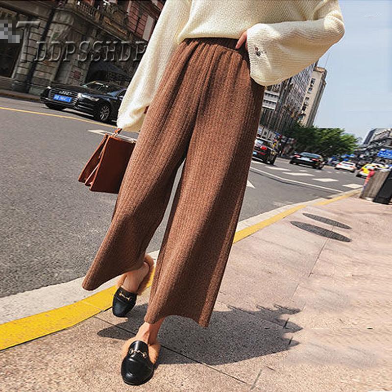 

Women's Pants 2023 Knitted Wide Leg Women Korean High Waist Autumn Female Trousers