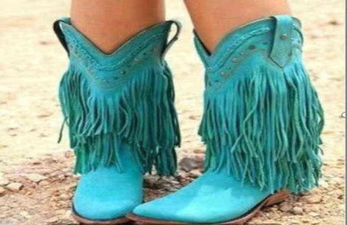 

Boots Women Retro Midboots Solid Color Faux Suede Pointed Toe Thick Heel Rivets Tassel Fashion Street Outdoor Elegant Shoes 220811516658, Yellow