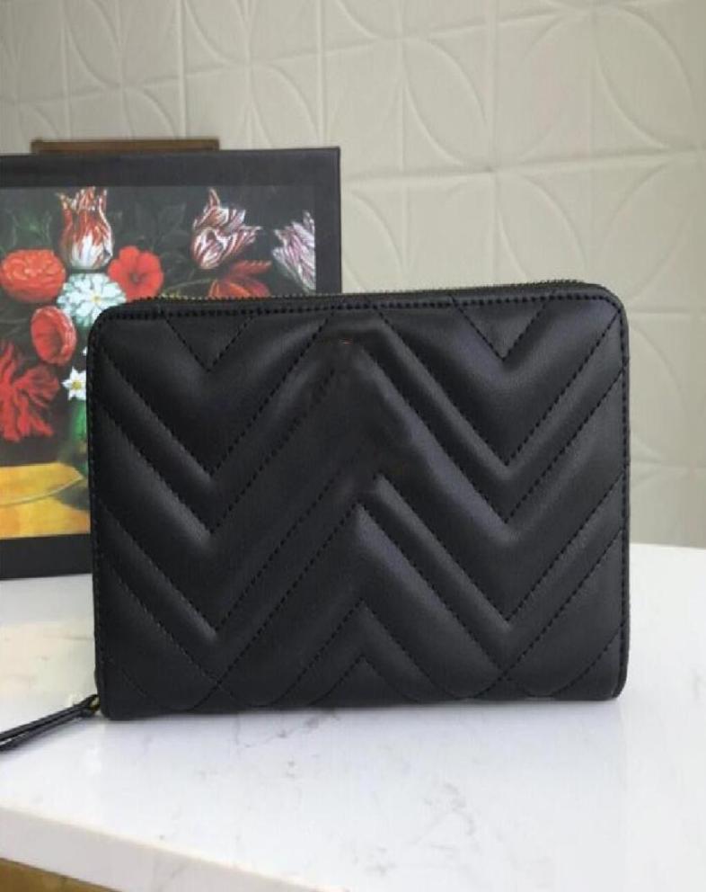 

5A High Quality Luxury Designers Wallets Women039s Long Purses Genuine Leather Card Holder Coin Purse Zipper Wallet Coins Pouch2745848, Black