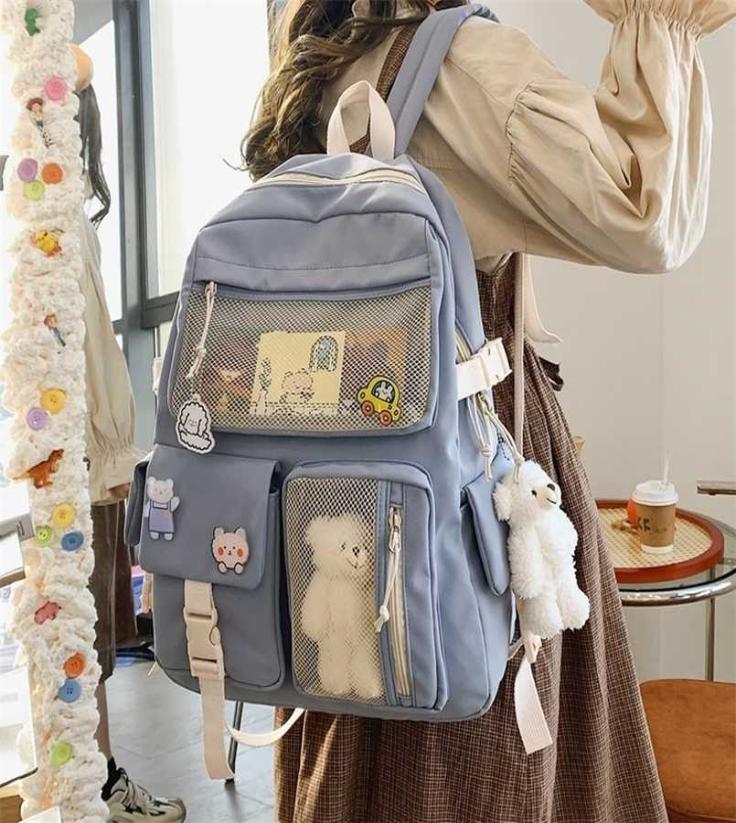 

Korean Large Capacity Backpacks Women Kawaii Students Preppy ITA Bag for Teenager Girls Sweet Waterproof School Travel Bags 2110264185413, Black
