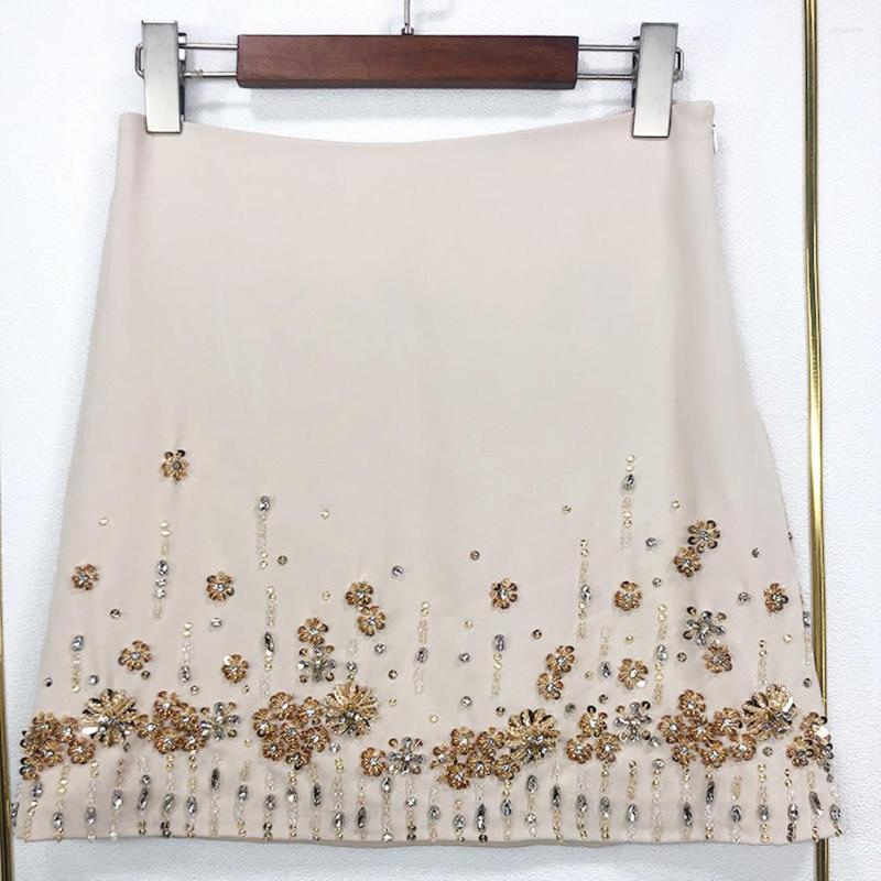 

Skirts 2023 Spring Designer Women's High Quality Sweet Diamonds Floral A-line F158, Picture shown