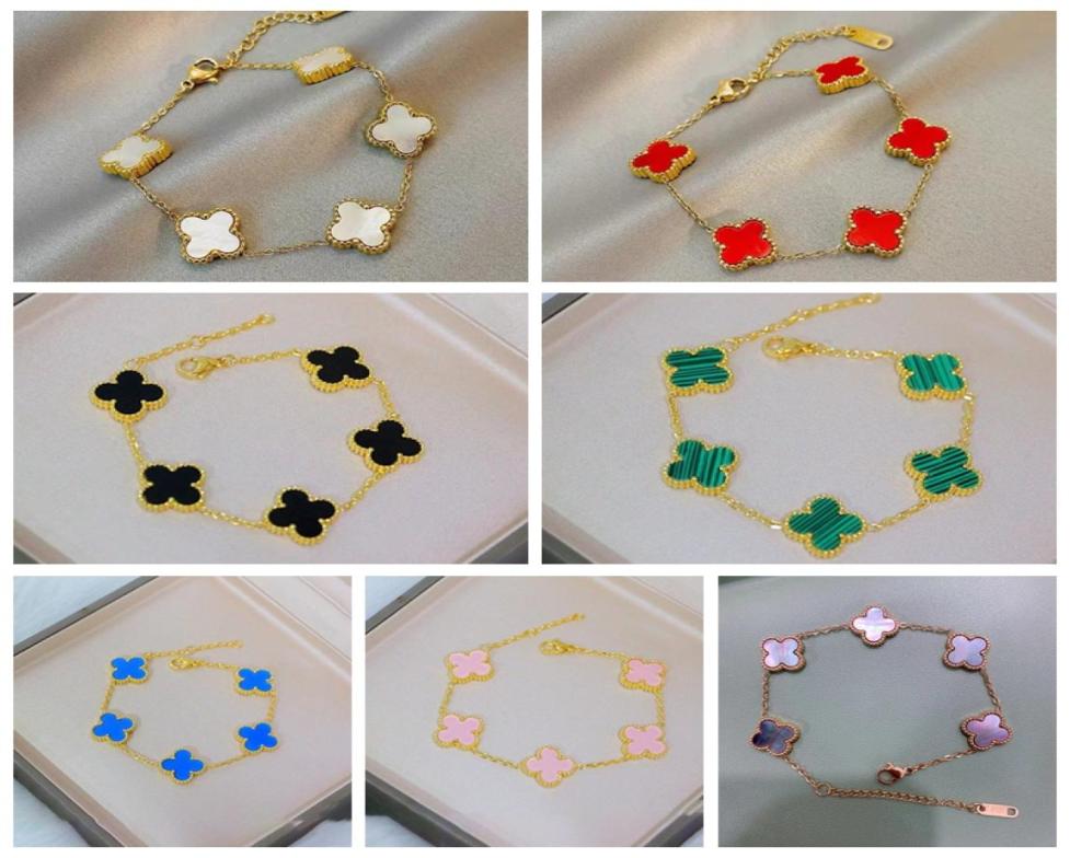 

Luxury Double Side Clover Charm Bracelet 18K Gold Stainless Steel Jewelry for Gift3604089