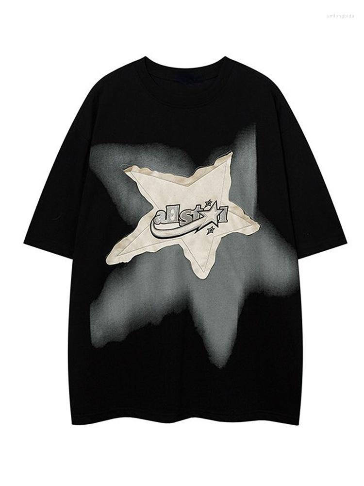 

Women's T Shirts QWEEK Y2K Vintage Black Star T-Shirt Women Streetwear 90s Grunge White Tees Oversized Harajuku Retro Hip Hop Crewneck Shirt