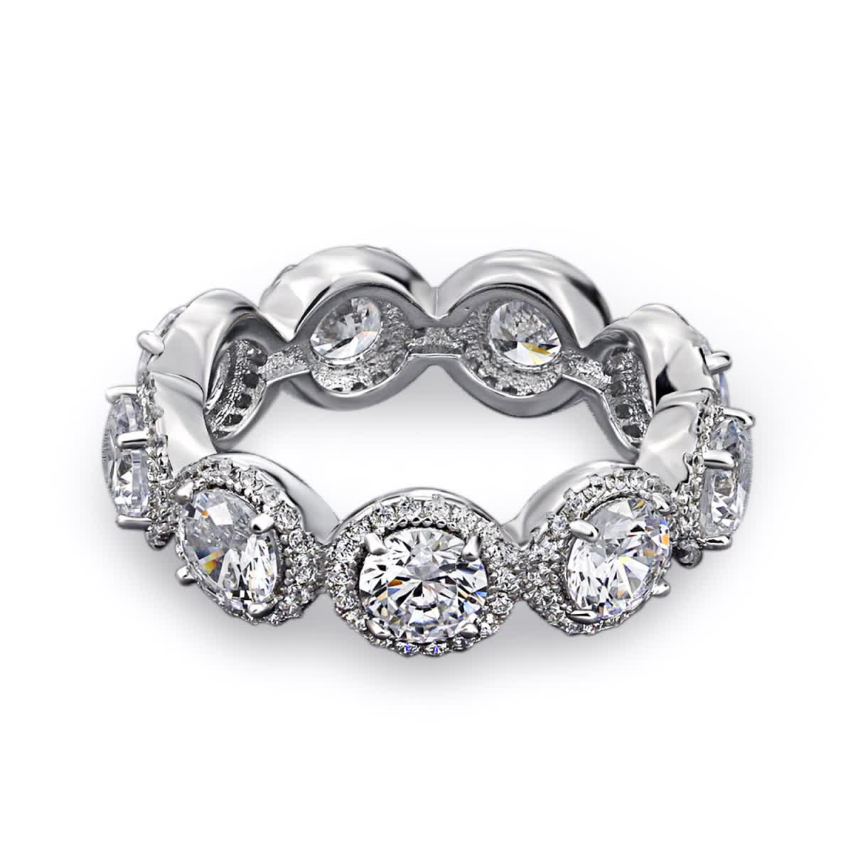 

GemKing TL120067 Mens Rings Luxury love gift S925 Silver full diamond round zircon wedding couple rings for girls women Men