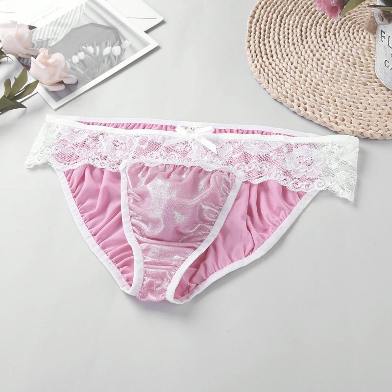 

Men's Swimwear TiaoBug Men Underwear Soft Shiny Floral Lace Low Rise Stretchy Sissy Panties Bikini Briefs Sexy Gay Male LingerieMen's