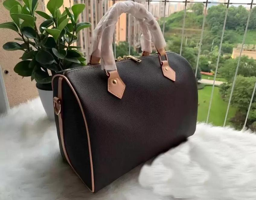 

Shoulder Bags Women Genuine Real Leather Speed Handbag Strap Handbags Ladies Tote Can Stamping Luxurys Designers Womens Bags M8751466786, Brown