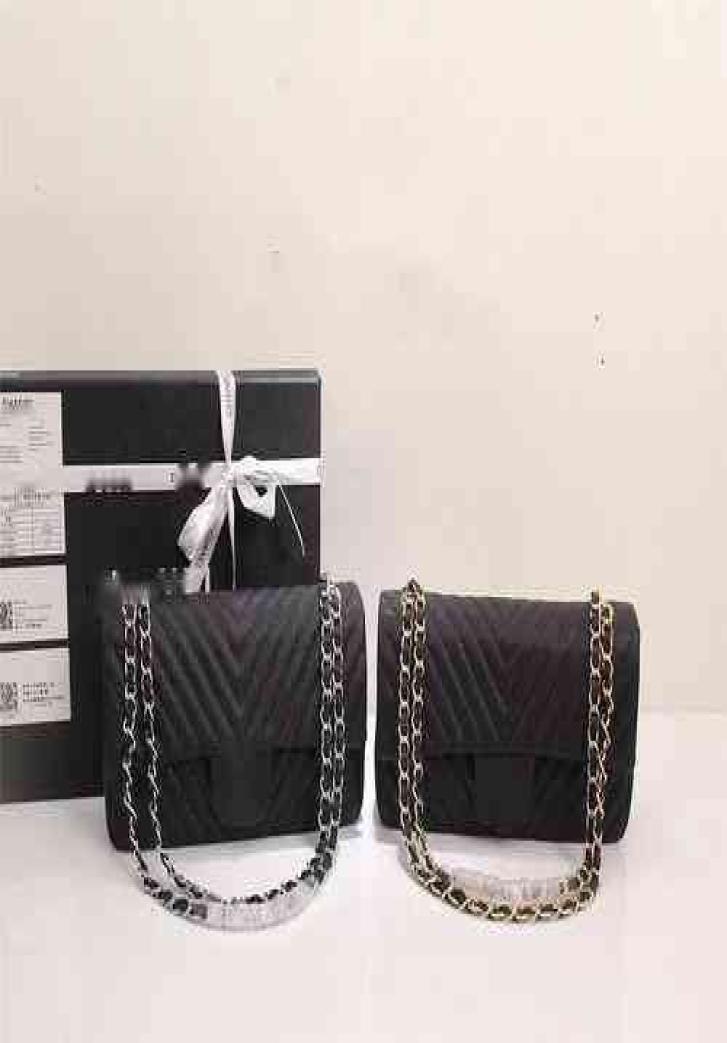 

Other Bags CC Luxury Brand design woman039s 1112 Letter V Shaped plaid shoulder Chain bag caviar leather lambskin handbag vinta2323476