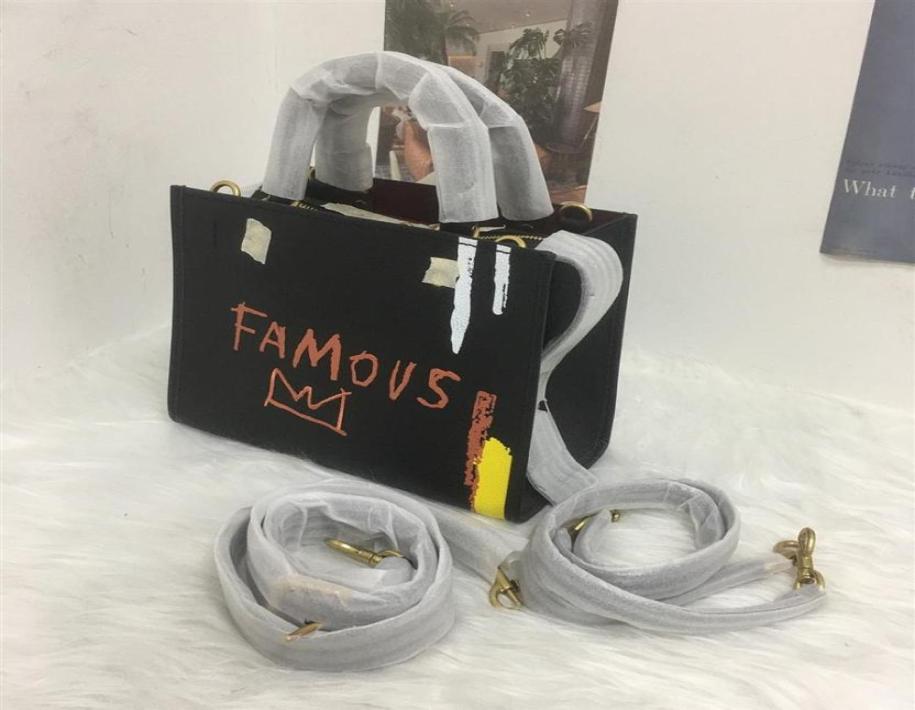 

Women Bags 2021 new Rogue 25 cm graffiti tote bag 1941 series single shoulder purse senior feeling restoring ancient ways cowhide 1631716, Black