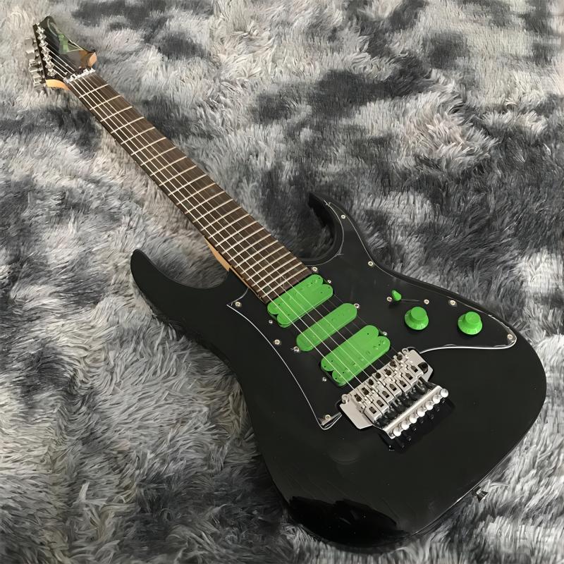 

High-quality custom 7v electric guitar 7-string Blackbody dual Vibration vibrato system double single double green pickups