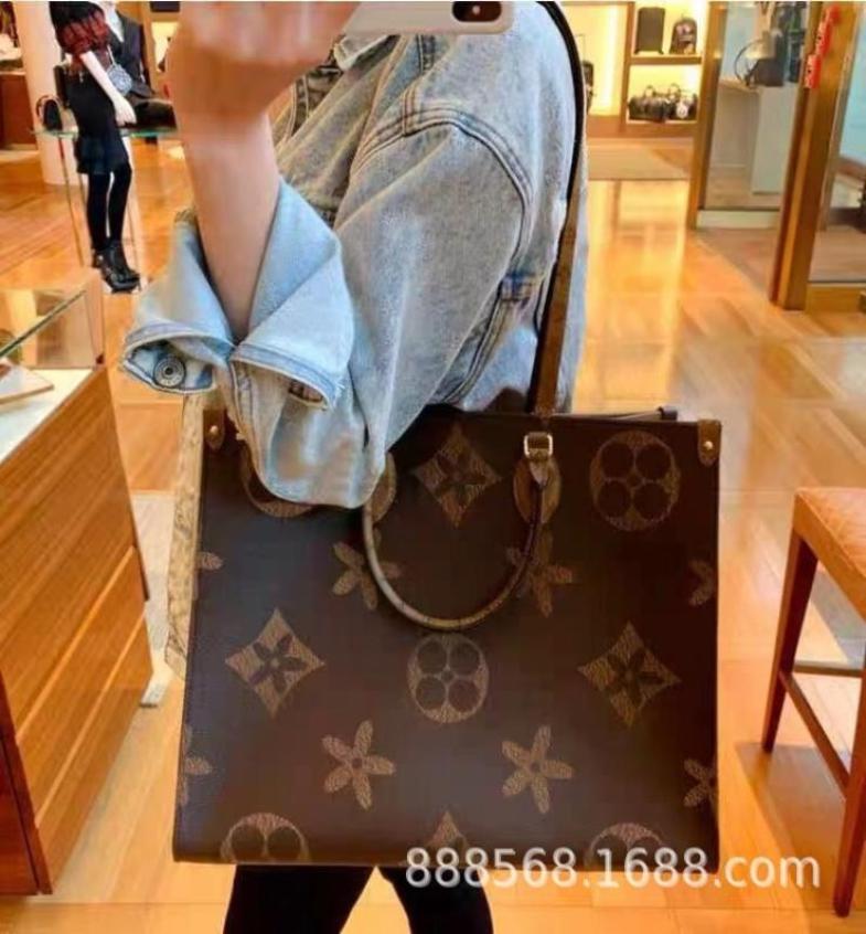 

High quality Onthego luxurys designers bags womens handbags purse flower ladies Casual tote PVC leather shoulder bags female b3779944, Black