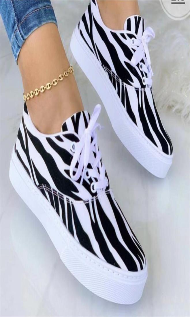 

Dress Shoes Zebra Print Women Shoes Spring Plaid LaceUp Sneakers Print Fashion Canvas Sneakers Light Size 43 Walking Vulcanized Sh2702218, White