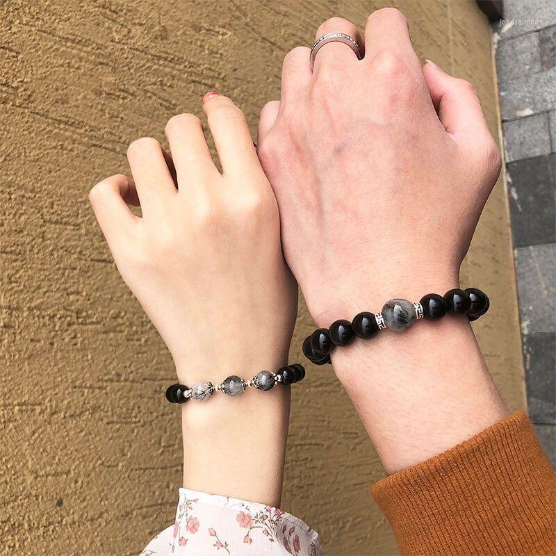 

Charm Bracelets Fashion Couple Natural Stone Magnetic Bracelet For Woman Men Anniversary Birthday Valentine's Day Gift