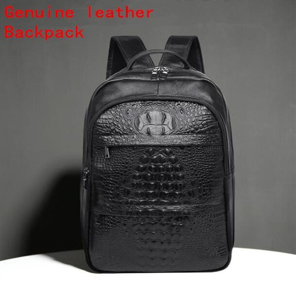 

Factory whole men bag street fashion leather mens backpacks outdoor leisure Alligator shoulder bags Joker large leathers busin6271757, Black