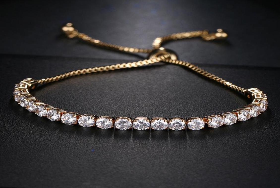 

Fashion Round Cubic Zirconia Tennis Chain Adjustable Bracelet Bangle For Women White Gold Color Crystal Bracelets Wedding Jewelry 7653007