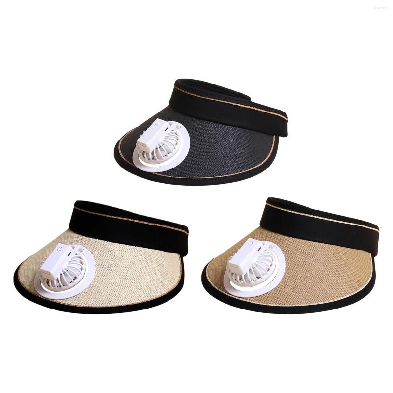 

Wide Brim Hats Portable Shade Fan Cap Protection Summer Lightweight Women Sun Visor Hat Beach For Running Outdoor Hiking Men Holiday, Black