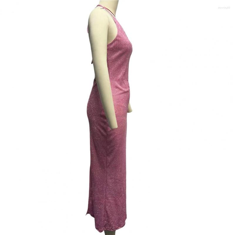 

Casual Dresses Gown Dress Stylish Solid Color Bodycon Fashion Sequin Sparkling Halter Party Clubwear, Black