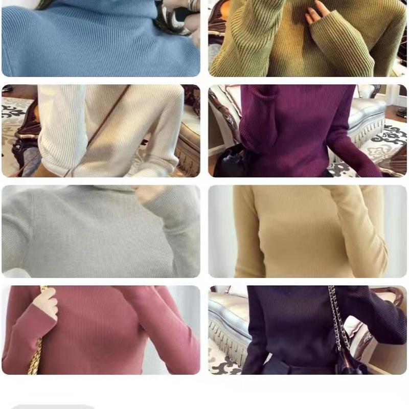 

Women's Sweaters Sweater Turtleneck Fashion Base Ladies Fir Autumn And Winter Long-sleeved Pullover Loose Inner Knitted SweaterW, Camel