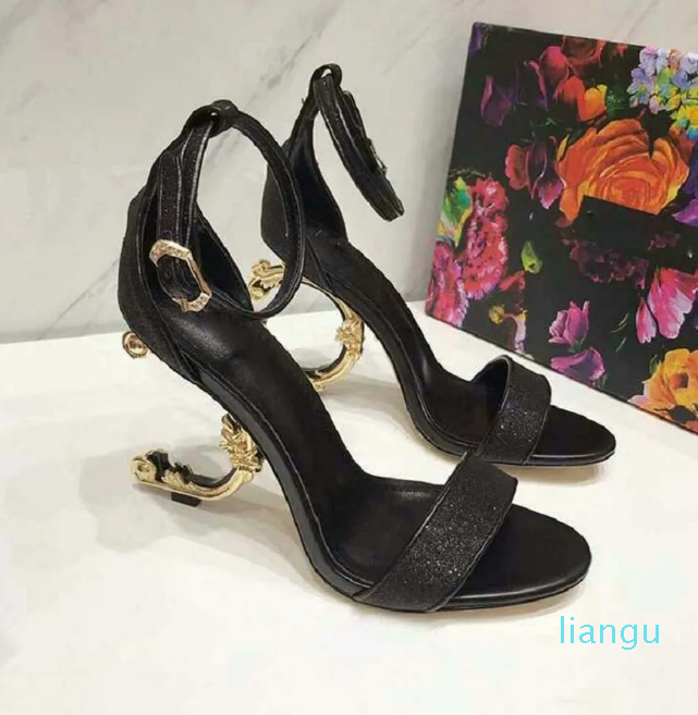 

Sandals for woman Genuine Leather Dressing Pumps with Baroque Sculpted Heel sandals size 35-41 with box, #6