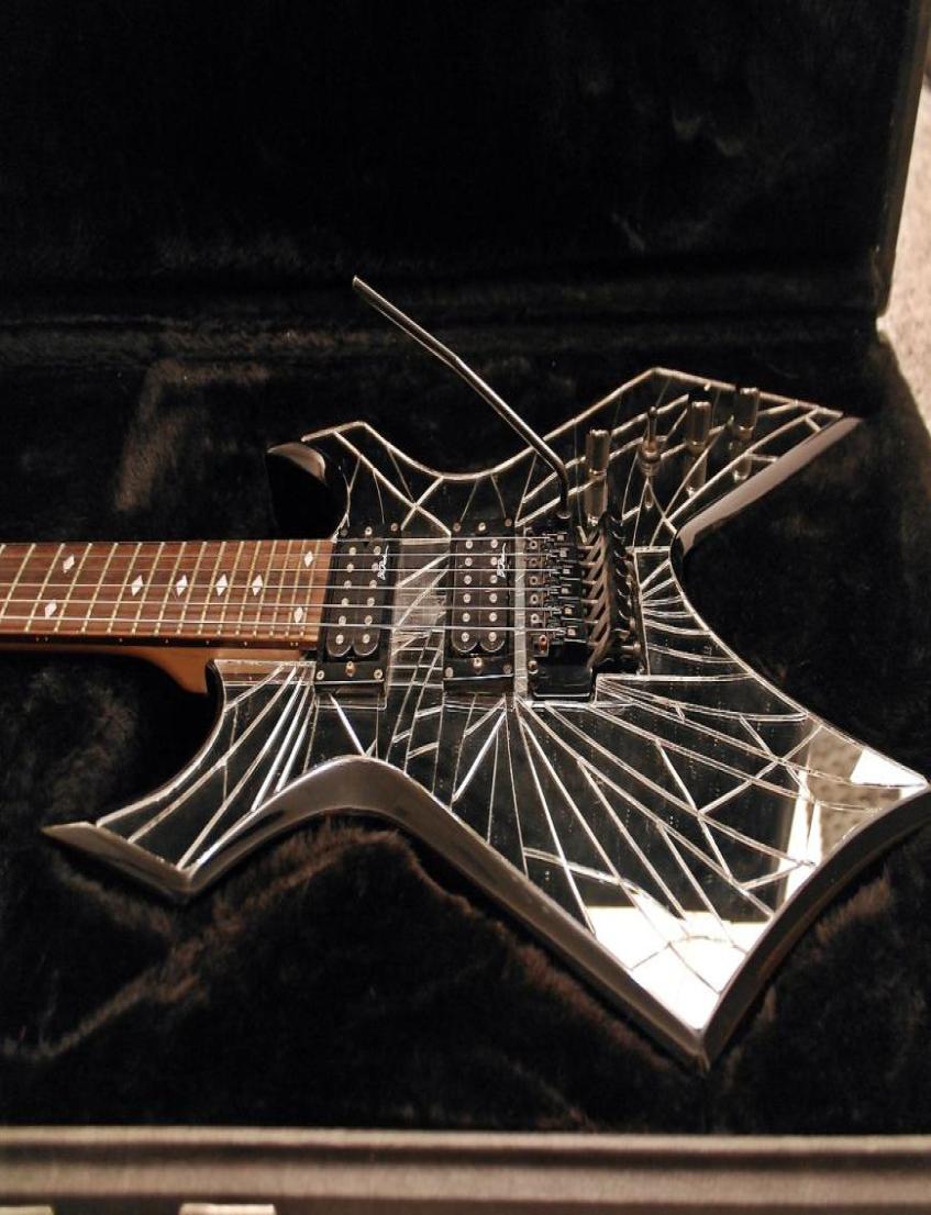 

Paul Stanley B Rich Warlock Fractured Mirror Top Electric Guitar Floyd Rose Tremolo Locking NuT Whammy Bar 24 Frets Diamond I3764598
