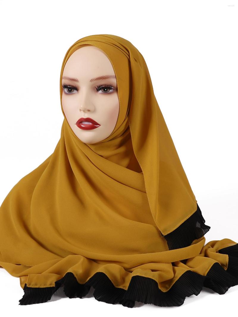 

Scarves White And Black Lace Elegant Shawls Scarf Stitched Pleated Eyelash Bubble Chiffon Hijabs Long Size Foulard Femme