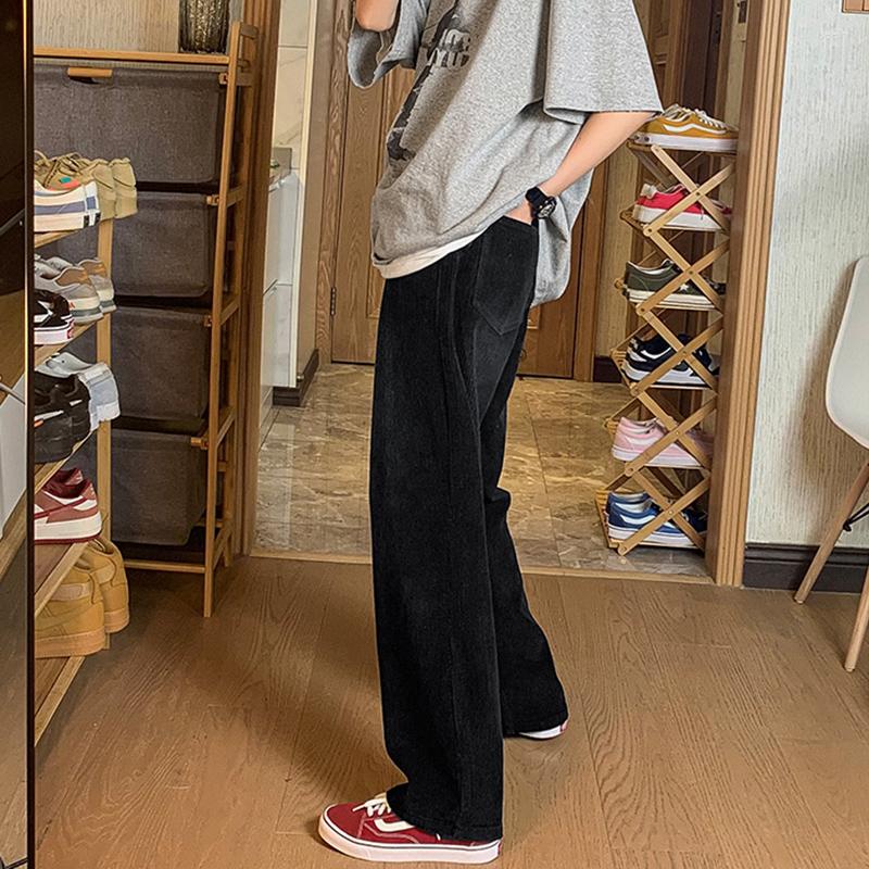 

Men's Pants Classic Style Autumn Winter Men's Corduroy Casual Elastic Business Fashion Straight Loose Trousers Male 08, Brown