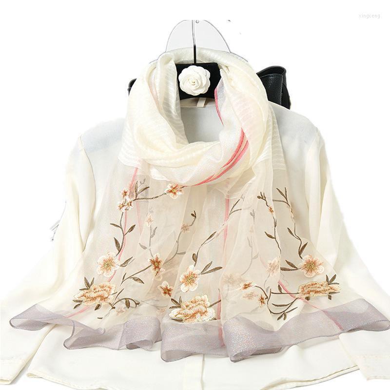

Scarves Autumn And Winter Silk Wool Embroidered Scarf Embroidery Mulberry Fashion Sunscreen Shawl