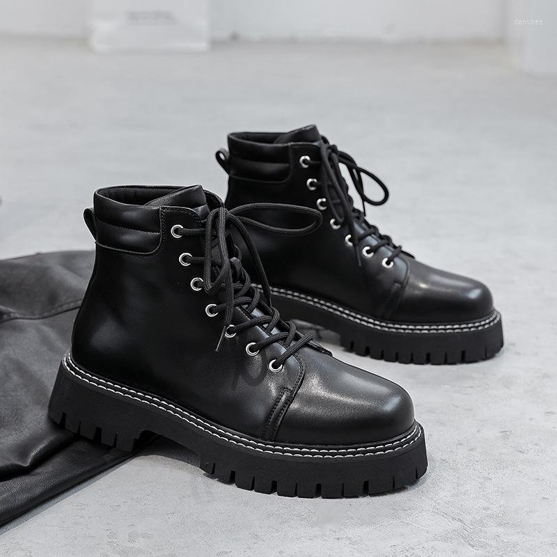 

Boots England Style Mens Black Casual Original Leather Shoes Cowboy Platform Work Boot Spring Autumn Handsome Ankle Botas Hombre