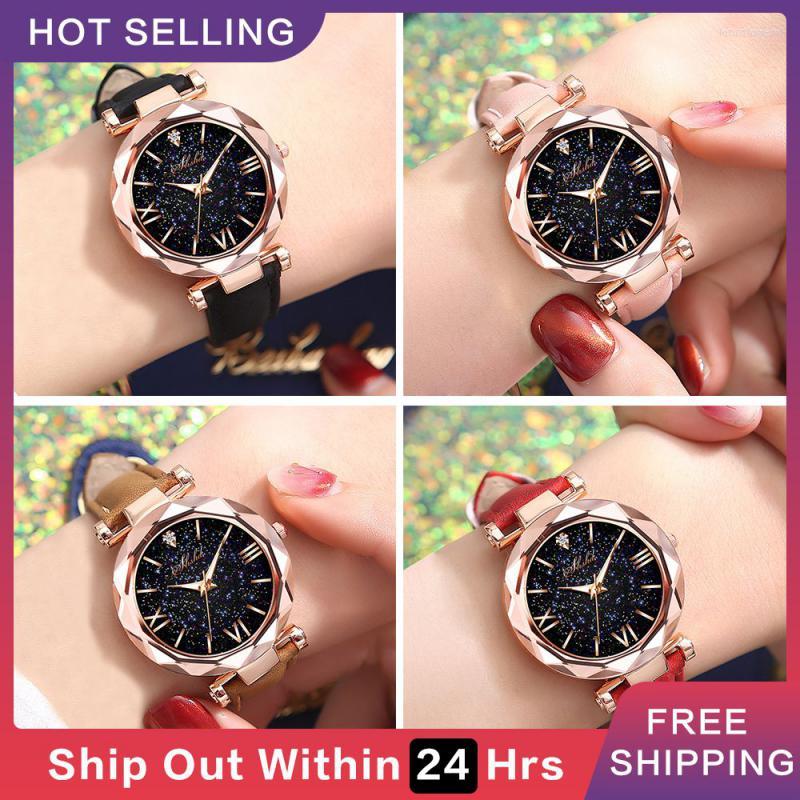 

Wristwatches Ladies Magnetic Starry Sky Belt Bracelet Watches For Women Crystal Analog Quartz Watch, 04