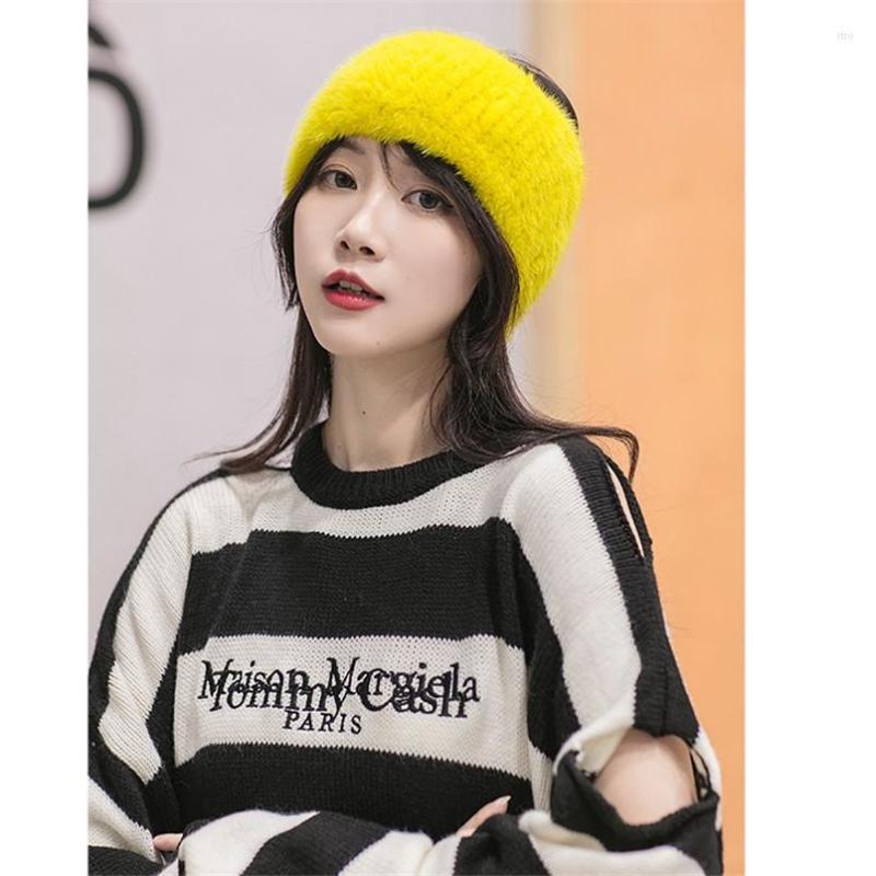 

Scarves Colors Real Headband Winter Warm Fluffy Women Headwraps Girls Hair Band Thick Neck Warmer