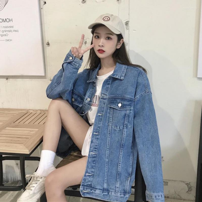 

Women' Jackets ZOUXO Jacket Women 2023 Spring Autumn Fashion Kpop Denim Loose Versatile Long Sleeve Coat, Blue