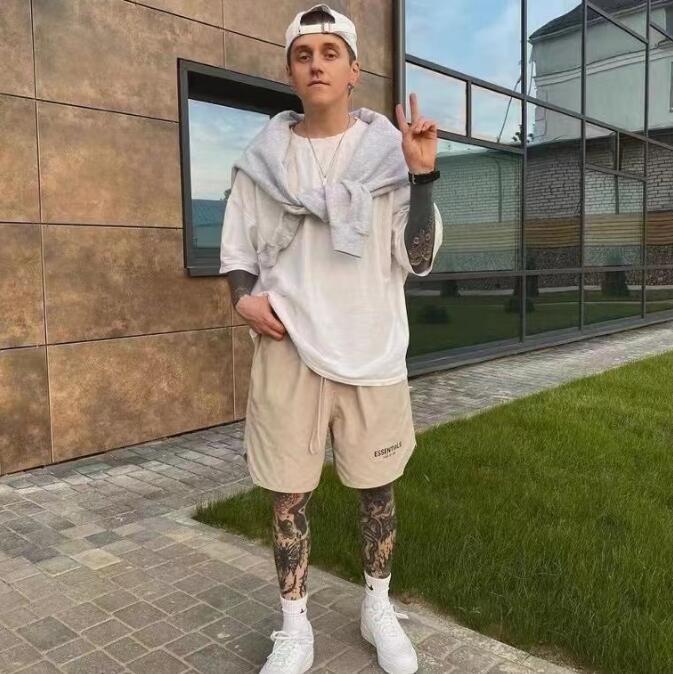 

Male and female designers essentialhoodie shorts and clothing essentialhoodie unisex shorts cotton sports fashion short street style trendy over knee 1977 shorts, Black