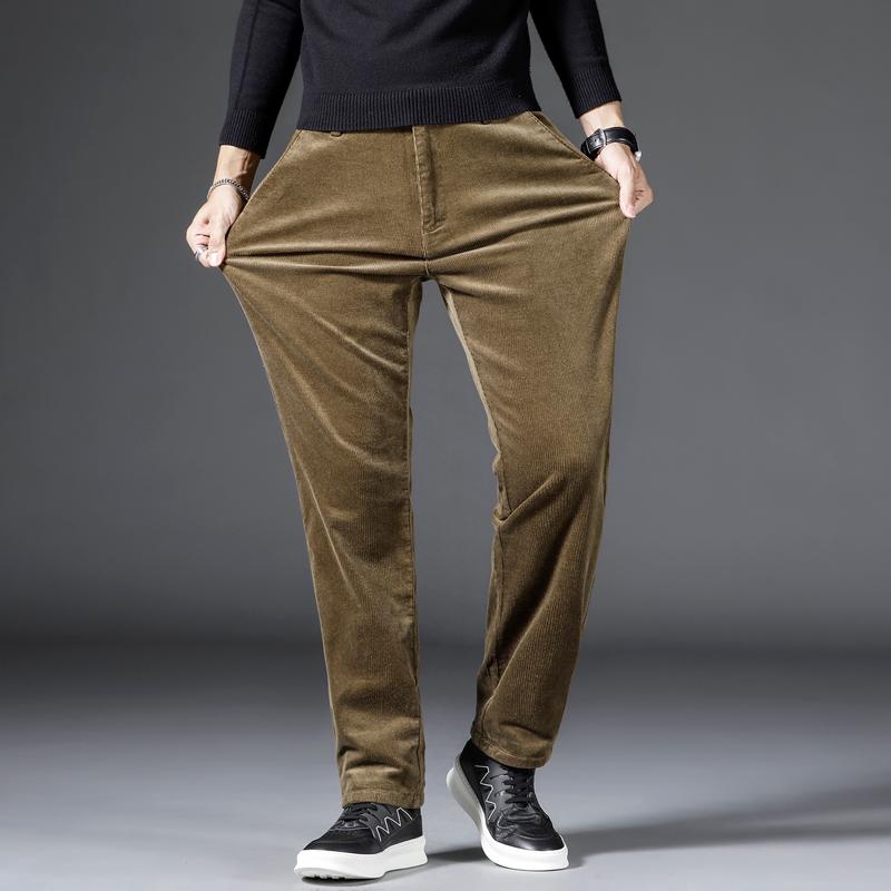 

Men's Pants 2023 Autumn Winter Corduroy Men Fashion Elastic Black Gray Brown Straight Trousers For Classic Big Size 38 40 42