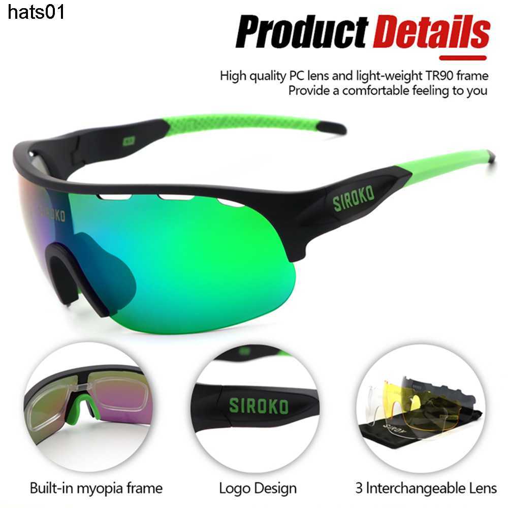 

2022 New SIROKO Riding Glasses Windbreak Sandproof Sports Sunglasses Running Marathon 4 Lens Set