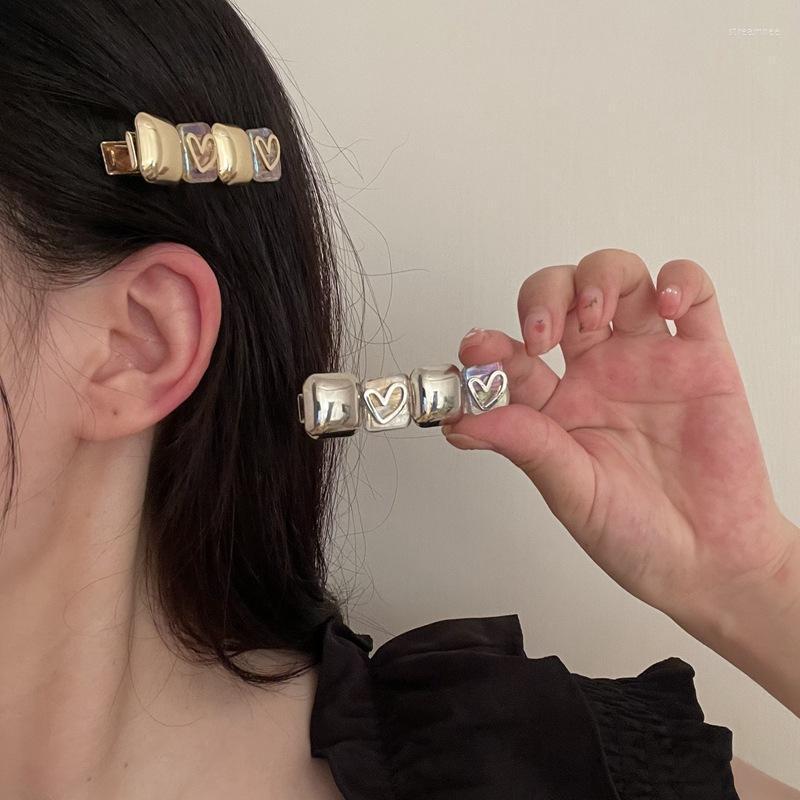 

Hair Clips & Barrettes Korea Fashion Geometric Transparent For Women Girls Metal Gold Hollow Heart AccessoriesHair Stre22