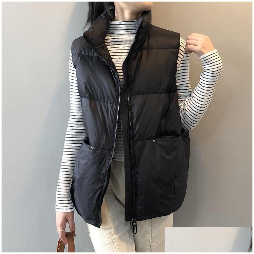 

Women'S Vests Womens Warm Down Cotton Coat Vest Feminine Short 2021 Korean Loose And Light Waistcoat Women Drop Delivery Apparel Clo Dhozp, Black