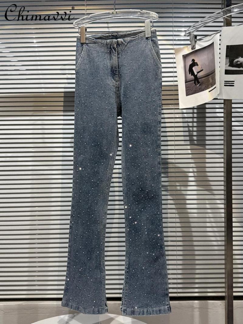 

Women' Jeans For Women 2023 Spring Summer Style Streetwear Girl Starry Rhinestone Slim-fit Pants Elegant Pencil Denim, Blue
