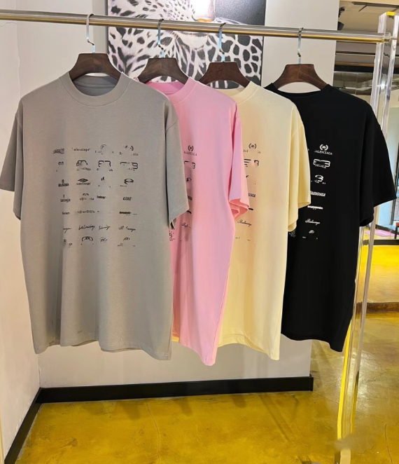 

Paris Letter T-shirt Women's Short-Sleeved Cotton Loose New Trendy Brand T-shirts Versatile Full Body Letter Couple's Tops, 00