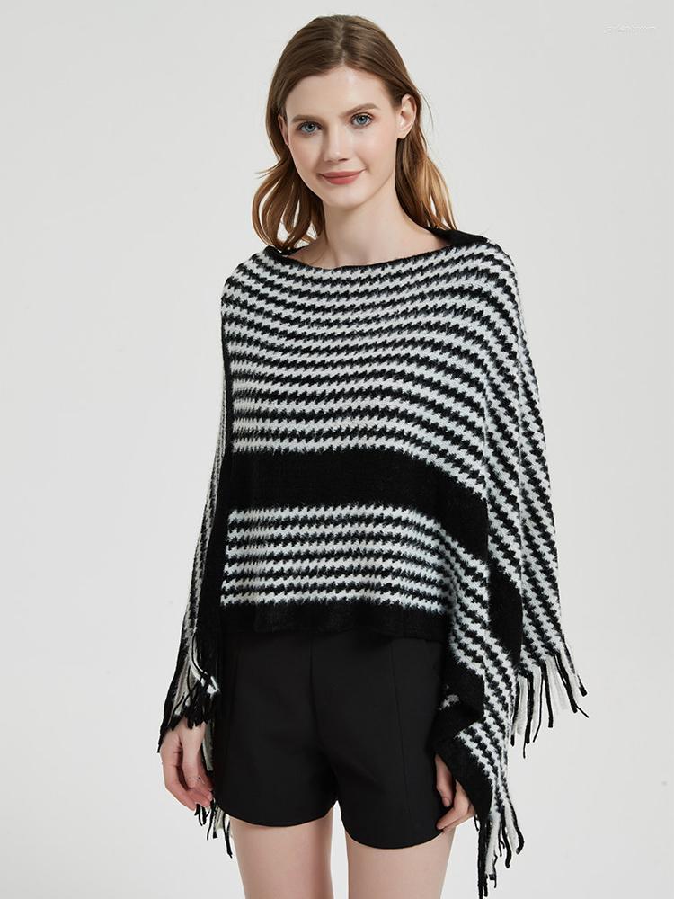 

Scarves Fashion Knitted Elegant Women Scarf Striped Pullover Wrap Shawl Tassel Lady Chales Femme Ponchos Capas Mujer Cachecol Party