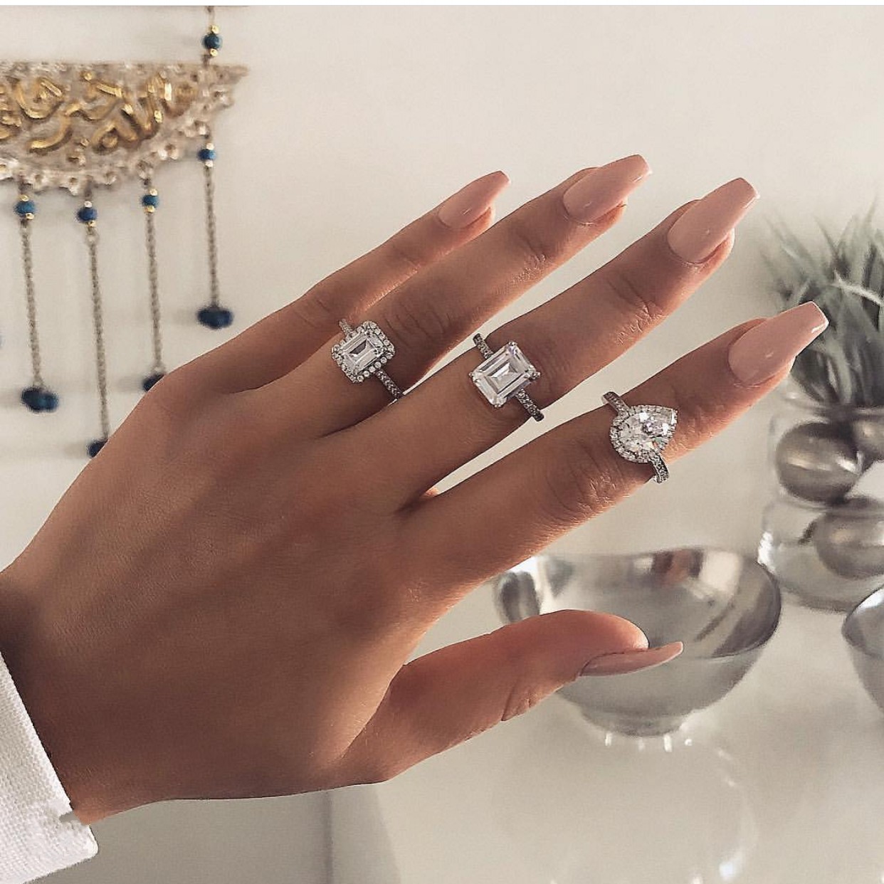 

Luxury Silver Color Promise ring AAAAA Zircon cz Engagement Wedding Band Rings for women Bridal Jewelry Gift