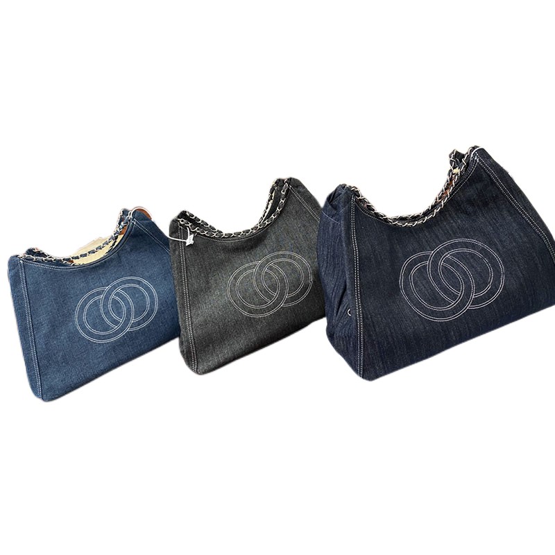 

2023 New Designer Tote Bag Fashion Ladies Luxury Brand Bags Casual Handbag One Shoulder Portable Chain Female Denim Shopping Shoulder Wallet Large Size 43x30cm, Black 40*30cm