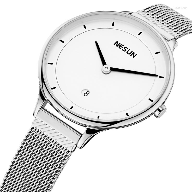 

Wristwatches Switzerland NESUN Japan Import Quartz MOVT Women's Watches Pearl Diamond Clock Ultra-thin 7 Mm N8806, N8806-3