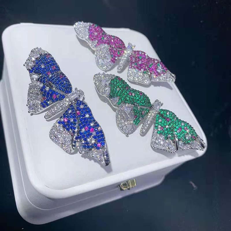 

Brooches Pins 60X20MM High Quality Big Purple CZ Zirconia Butterfly Brooch